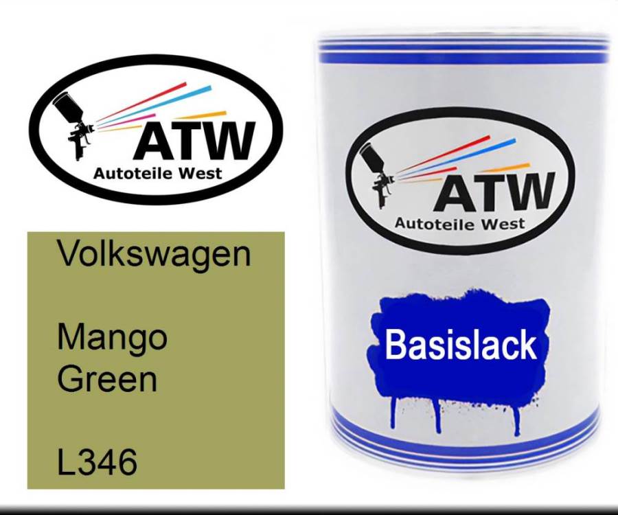 Volkswagen, Mango Green, L346: 500ml Lackdose, von ATW Autoteile West.